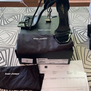 YSL SAINT LAURENT OYU PTENT LETHER HEELS